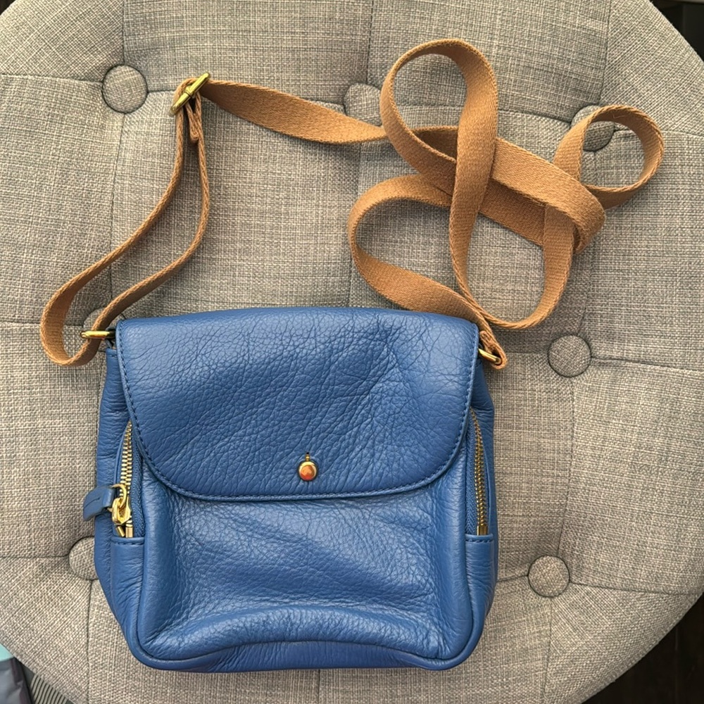 J. Crew Royal Blue Italian leather crossbody